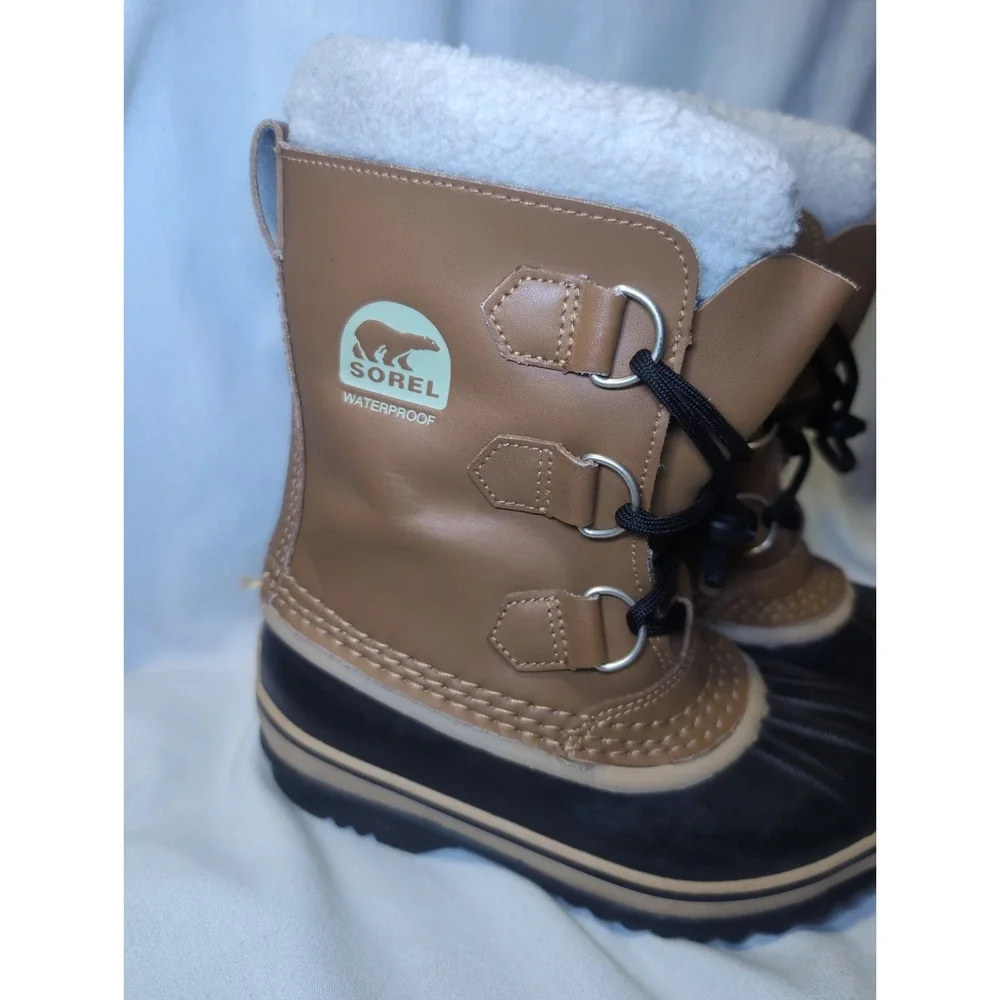 Sorel Little Kids Youth Size 1 Brown Black Waterproof Insulated Snow Boots